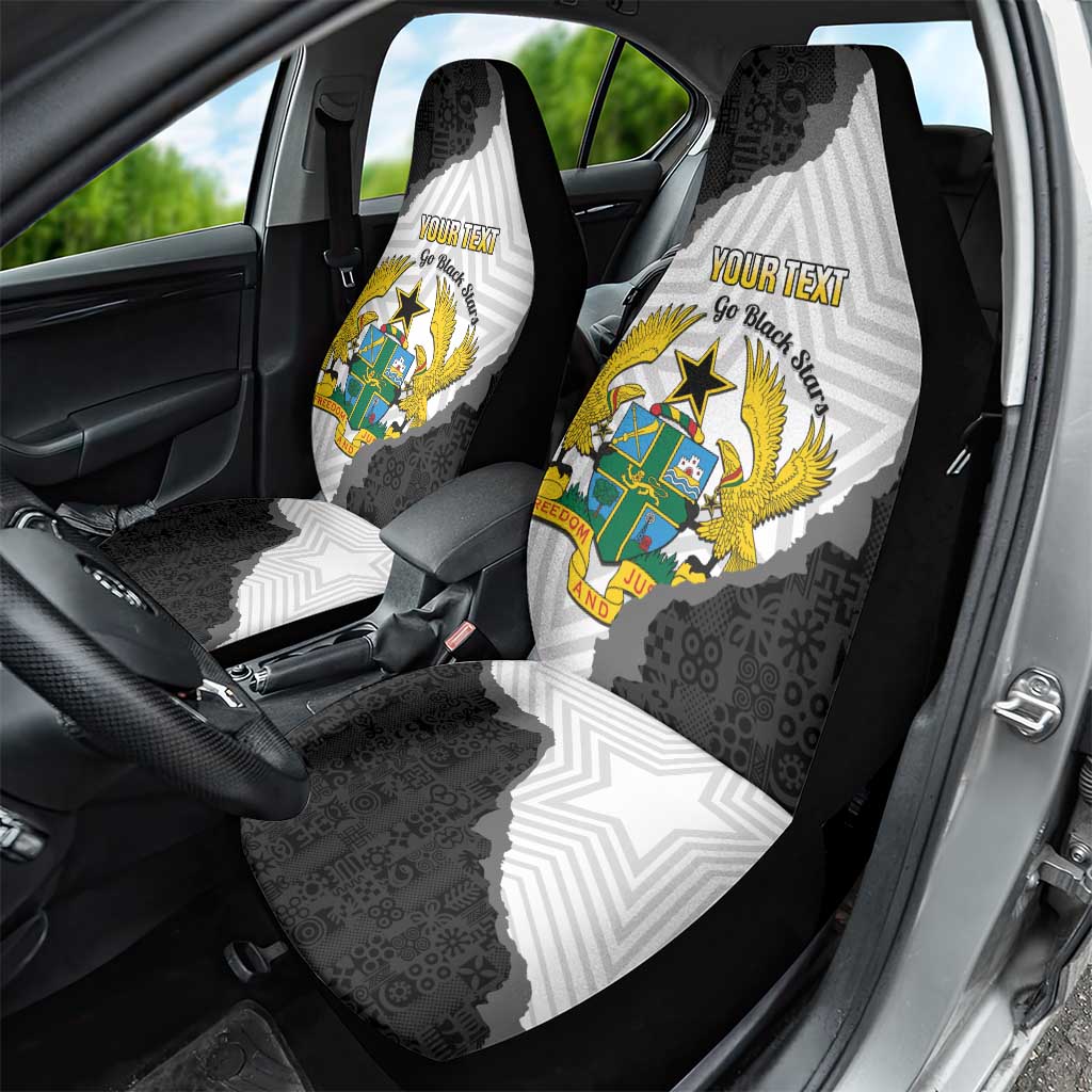Custom Ghana Football Car Seat Cover 2026 Go Black Stars Black Adinkra Pattern - Wonder Print Shop