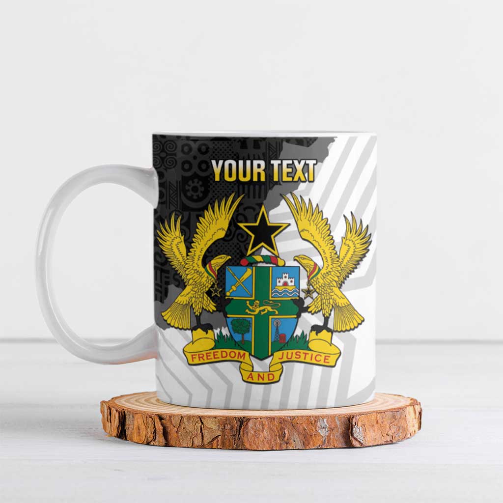 Custom Ghana Football Ceramic Mug 2026 Go Black Stars Black Adinkra Pattern - Wonder Print Shop
