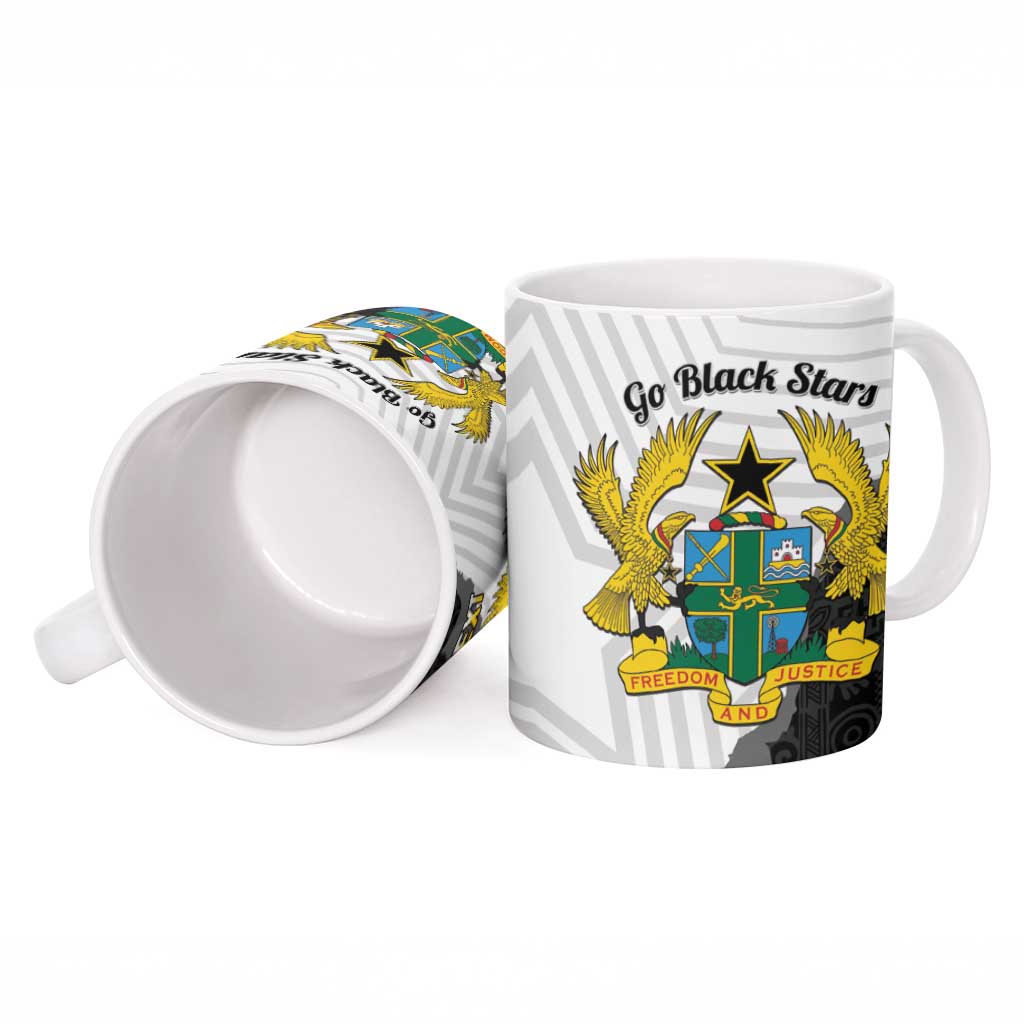 Custom Ghana Football Ceramic Mug 2026 Go Black Stars Black Adinkra Pattern - Wonder Print Shop