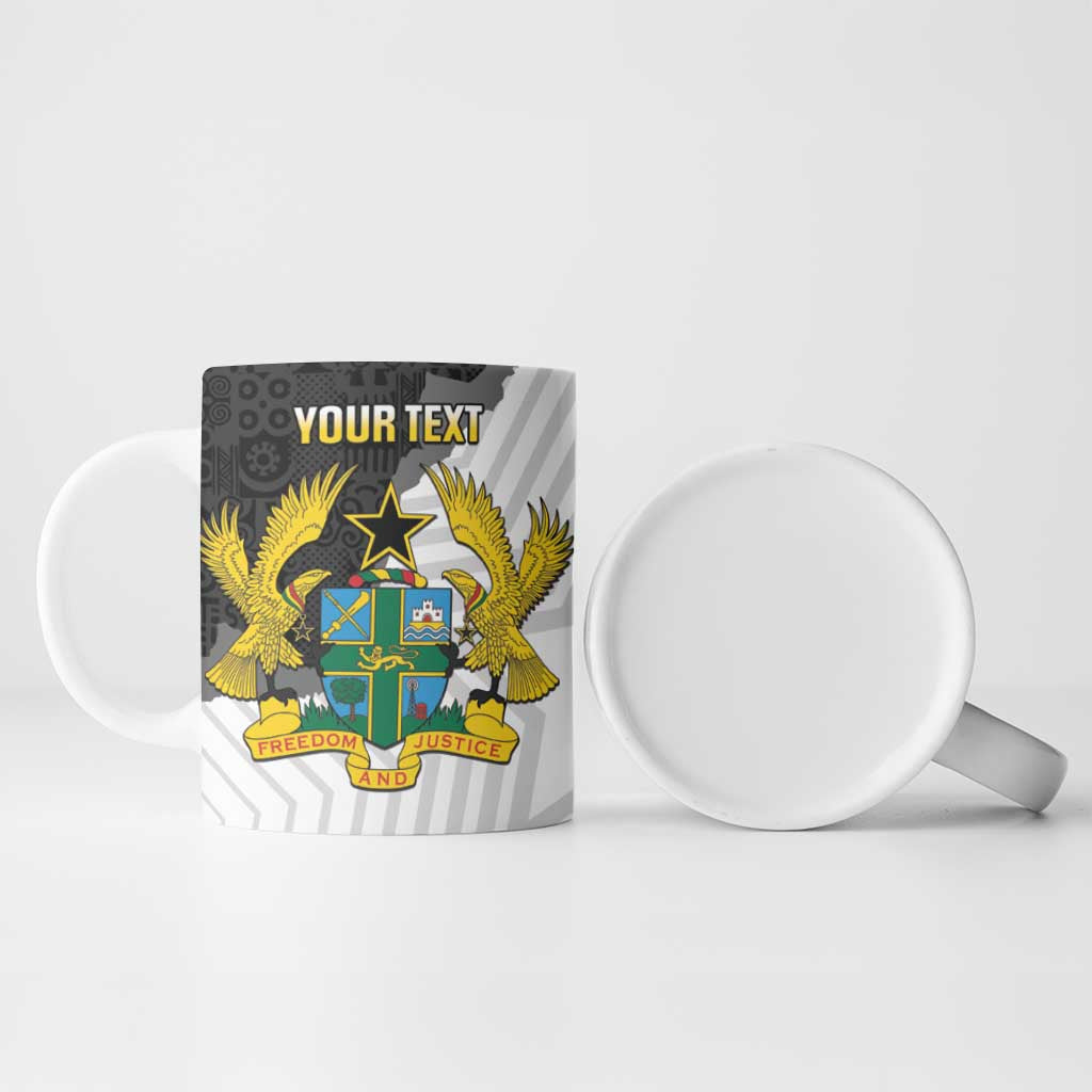 Custom Ghana Football Ceramic Mug 2026 Go Black Stars Black Adinkra Pattern - Wonder Print Shop