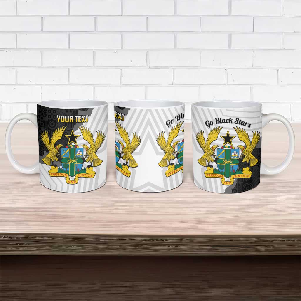 Custom Ghana Football Ceramic Mug 2026 Go Black Stars Black Adinkra Pattern - Wonder Print Shop