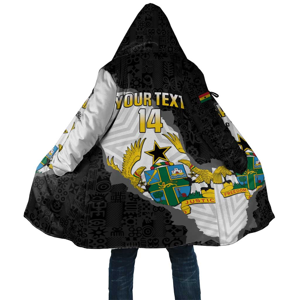Custom Ghana Football Cloak 2026 Go Black Stars Black Adinkra Pattern - Wonder Print Shop