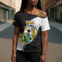 Custom Ghana Football Cross Shoulder Shirt 2026 Go Black Stars Black Adinkra Pattern - Wonder Print Shop