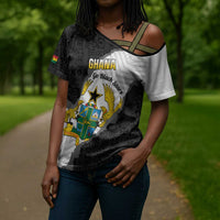 Custom Ghana Football Cross Shoulder Shirt 2026 Go Black Stars Black Adinkra Pattern - Wonder Print Shop
