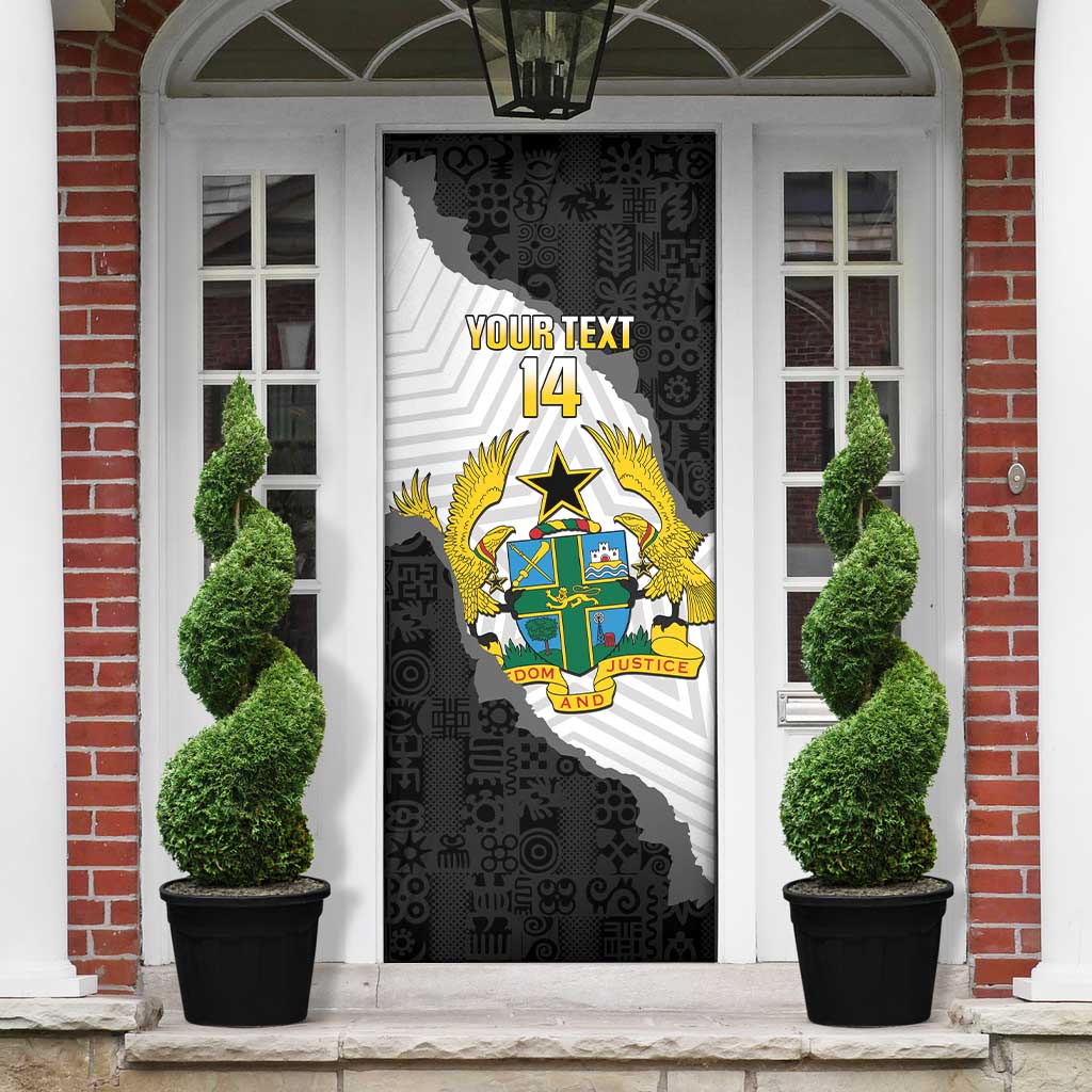 Custom Ghana Football Door Cover 2026 Go Black Stars Black Adinkra Pattern - Wonder Print Shop