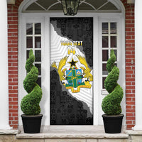Custom Ghana Football Door Cover 2026 Go Black Stars Black Adinkra Pattern - Wonder Print Shop