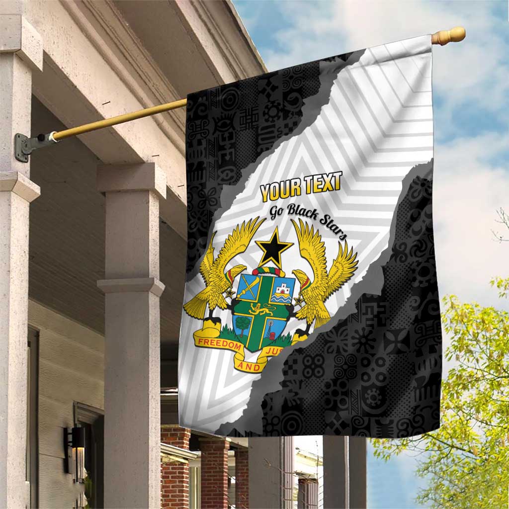 Custom Ghana Football Garden Flag 2026 Go Black Stars Black Adinkra Pattern - Wonder Print Shop