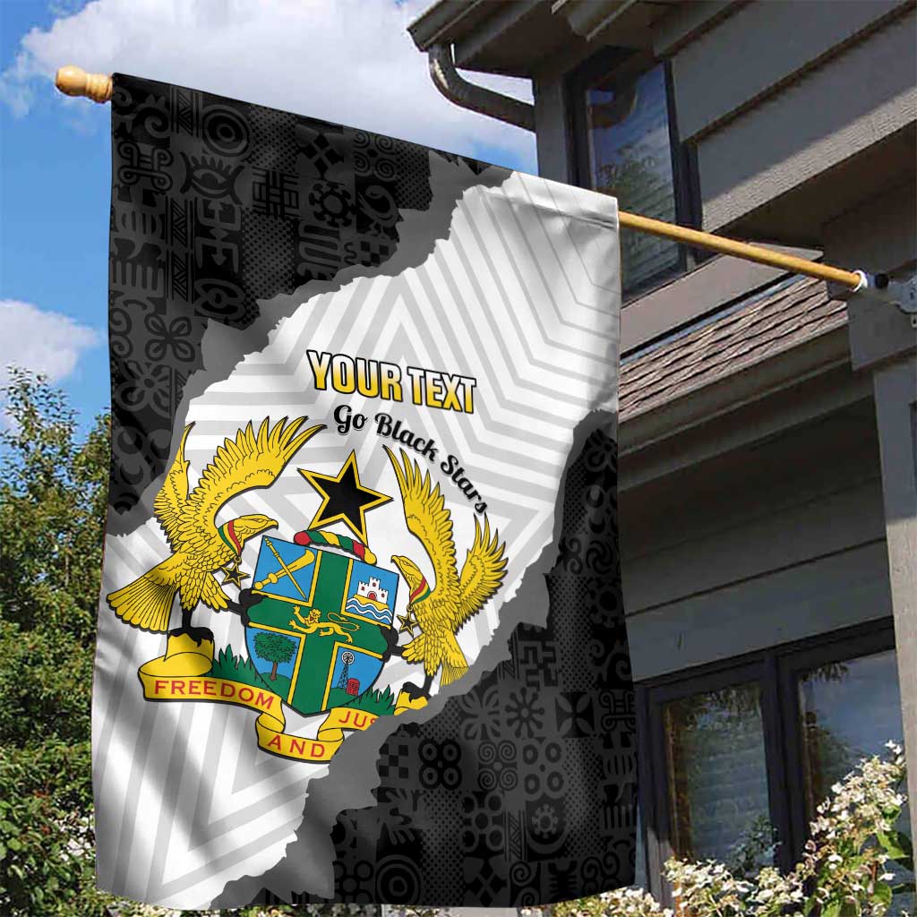 Custom Ghana Football Garden Flag 2026 Go Black Stars Black Adinkra Pattern - Wonder Print Shop