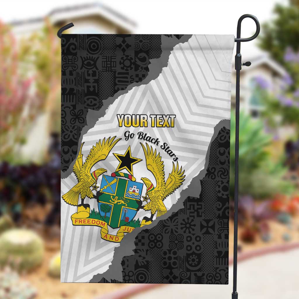 Custom Ghana Football Garden Flag 2026 Go Black Stars Black Adinkra Pattern - Wonder Print Shop