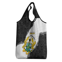 Custom Ghana Football Grocery Bag 2026 Go Black Stars Black Adinkra Pattern - Wonder Print Shop