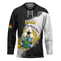 Custom Ghana Football Hockey Jersey 2026 Go Black Stars Black Adinkra Pattern - Wonder Print Shop