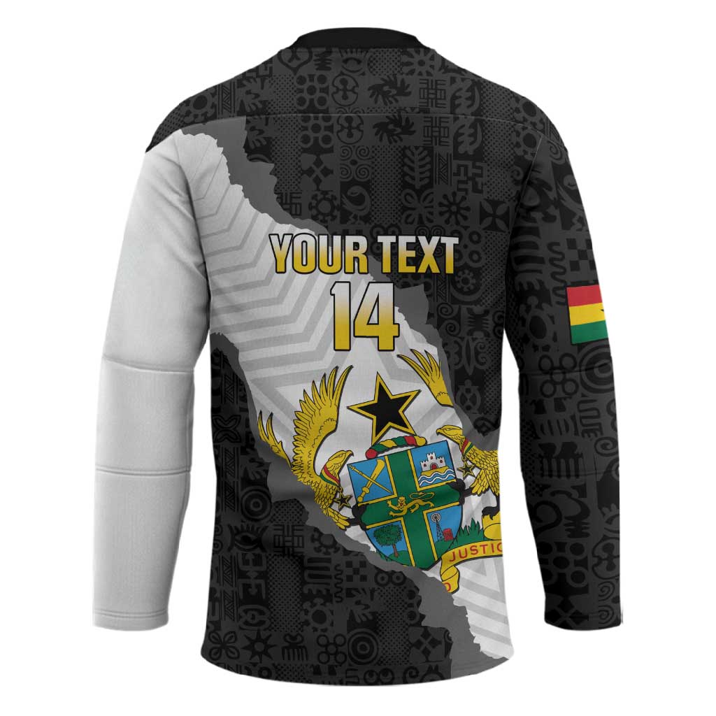 Custom Ghana Football Hockey Jersey 2026 Go Black Stars Black Adinkra Pattern - Wonder Print Shop