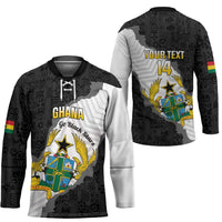 Custom Ghana Football Hockey Jersey 2026 Go Black Stars Black Adinkra Pattern - Wonder Print Shop