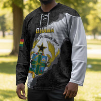 Custom Ghana Football Hockey Jersey 2026 Go Black Stars Black Adinkra Pattern - Wonder Print Shop
