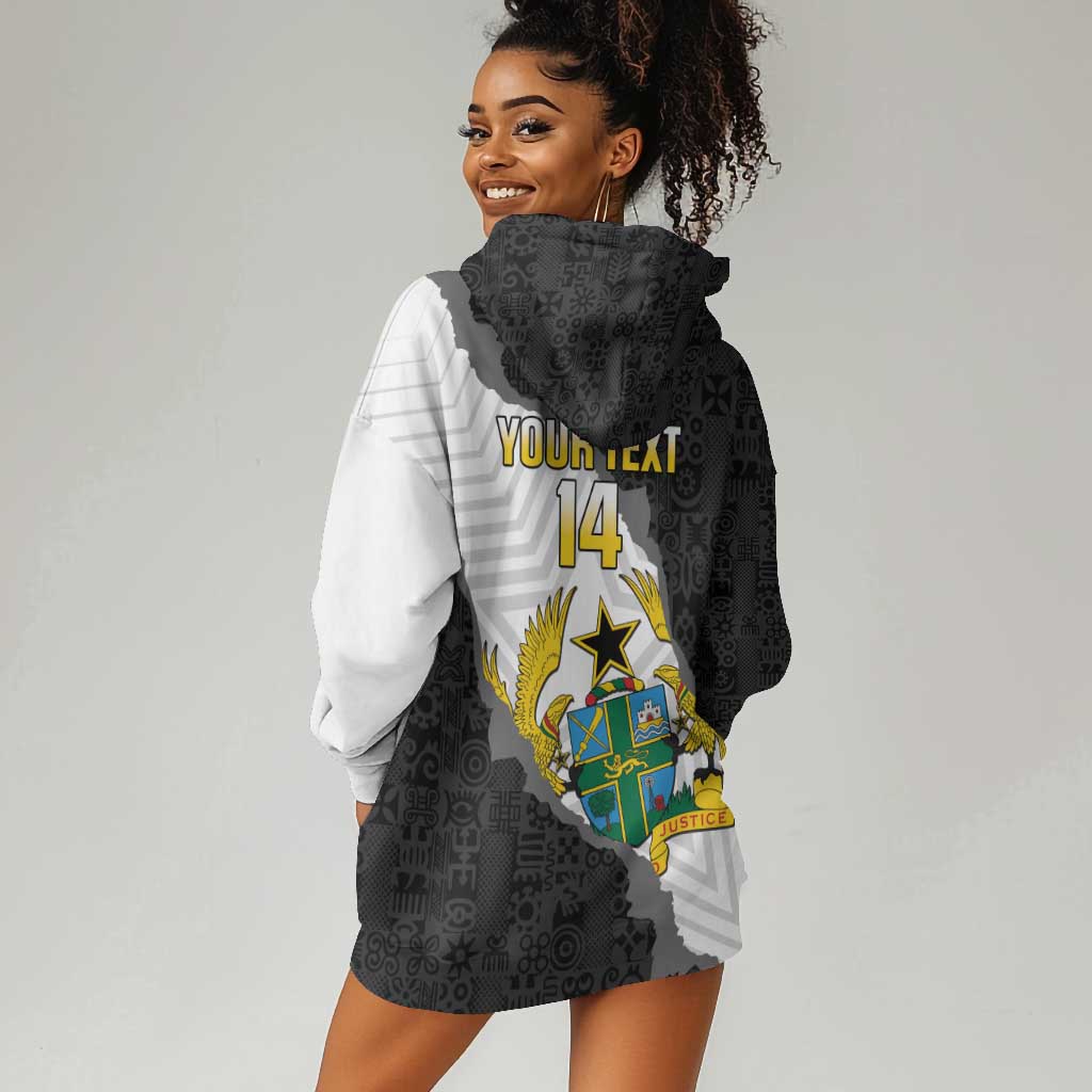 Custom Ghana Football Hoodie Dress 2026 Go Black Stars Black Adinkra Pattern - Wonder Print Shop