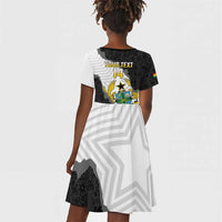 Custom Ghana Football Kid Short Sleeve Dress 2026 Go Black Stars Black Adinkra Pattern LT14