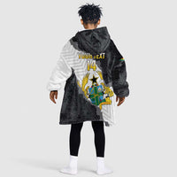 Custom Ghana Football Kid Wearable Blanket Hoodie 2026 Go Black Stars Black Adinkra Pattern - Wonder Print Shop