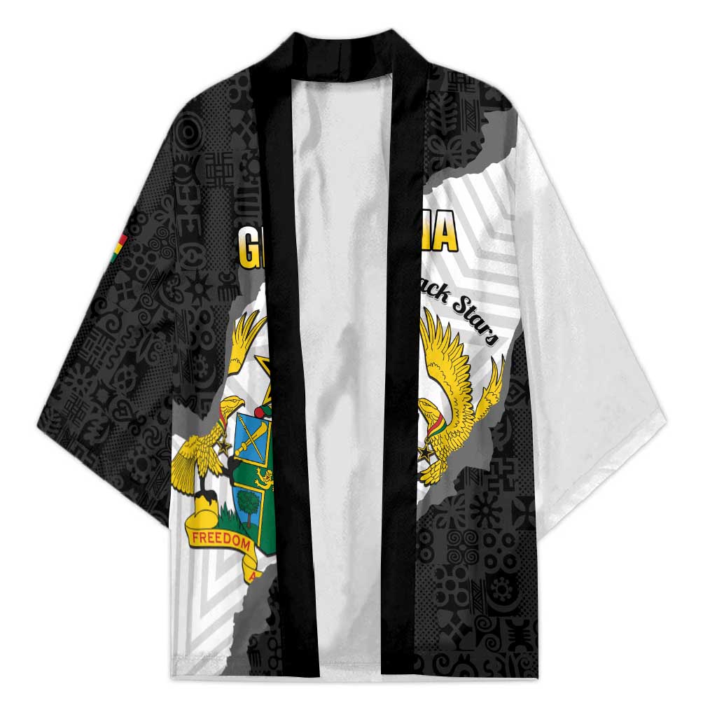 Custom Ghana Football Kimono 2026 Go Black Stars Black Adinkra Pattern - Wonder Print Shop