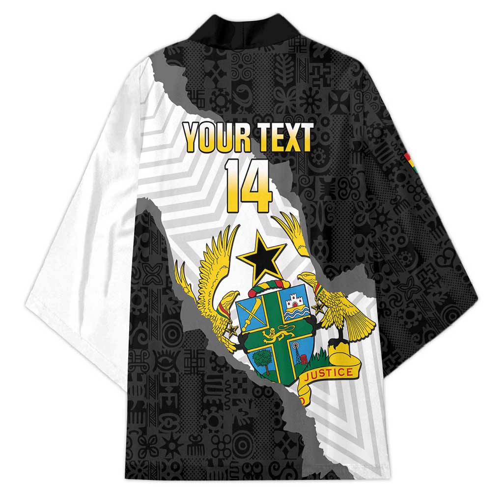 Custom Ghana Football Kimono 2026 Go Black Stars Black Adinkra Pattern - Wonder Print Shop