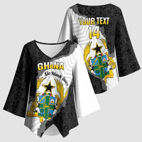 Custom Ghana Football Kimono Sleeve Blouse 2026 Go Black Stars Black Adinkra Pattern - Wonder Print Shop
