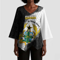 Custom Ghana Football Kimono Sleeve Blouse 2026 Go Black Stars Black Adinkra Pattern - Wonder Print Shop