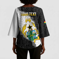 Custom Ghana Football Kimono Sleeve Blouse 2026 Go Black Stars Black Adinkra Pattern - Wonder Print Shop