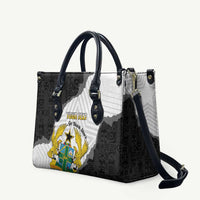 Custom Ghana Football Leather Bag 2026 Go Black Stars Black Adinkra Pattern - Wonder Print Shop