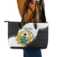 Custom Ghana Football Leather Tote Bag 2026 Go Black Stars Black Adinkra Pattern - Wonder Print Shop