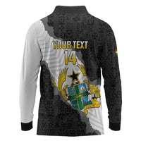 Custom Ghana Football Long Sleeve Polo Shirt 2026 Go Black Stars Black Adinkra Pattern - Wonder Print Shop