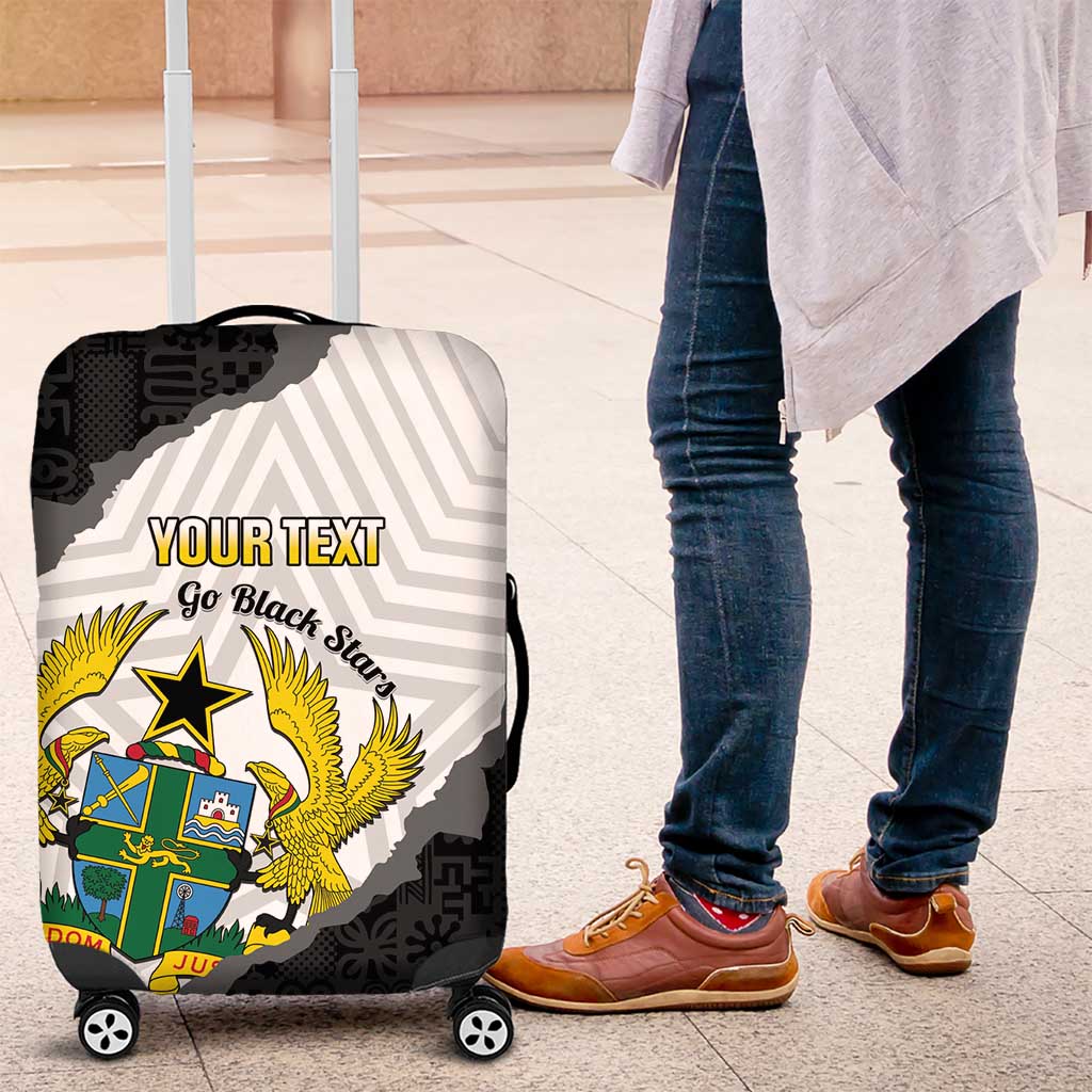 Custom Ghana Football Luggage Cover 2026 Go Black Stars Black Adinkra Pattern - Wonder Print Shop