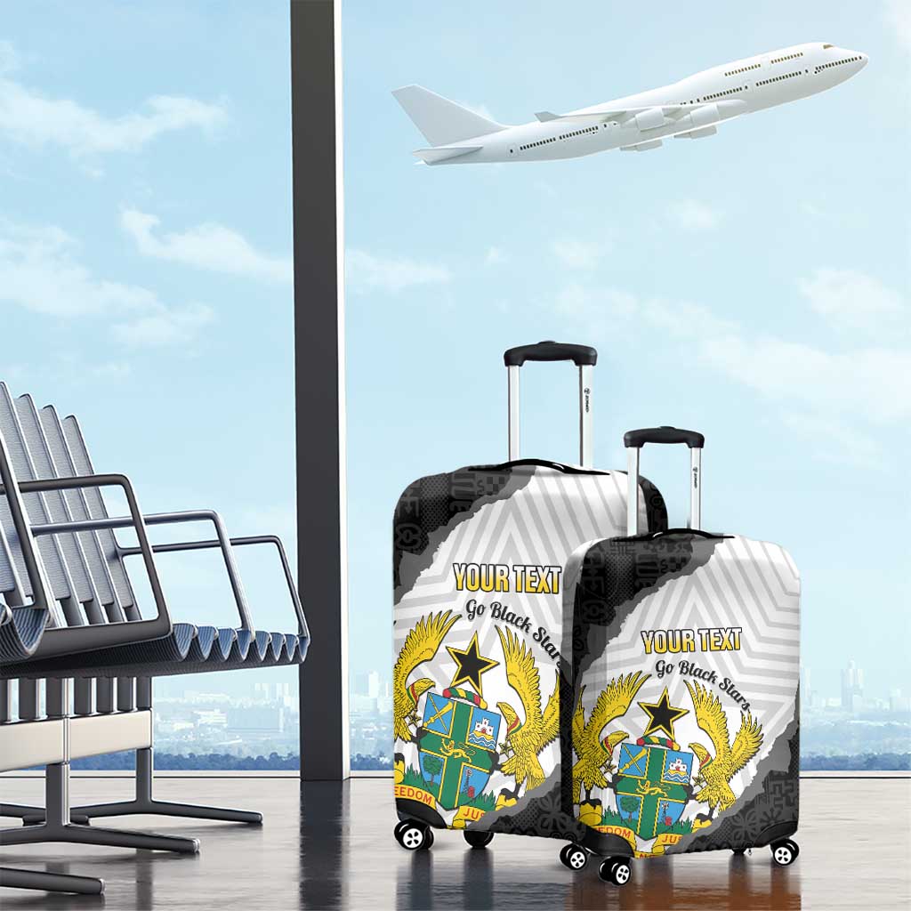 Custom Ghana Football Luggage Cover 2026 Go Black Stars Black Adinkra Pattern - Wonder Print Shop