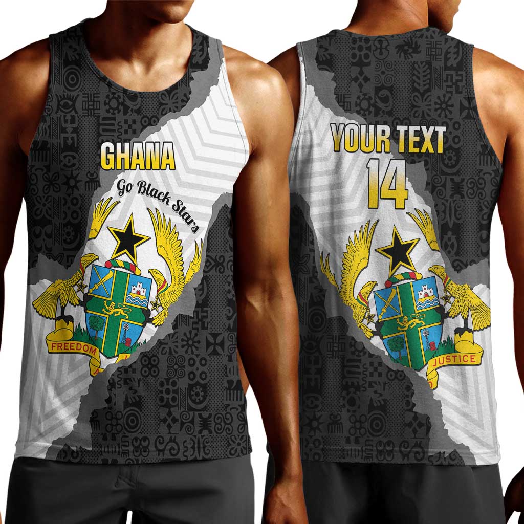 Custom Ghana Football Men Tank Top 2026 Go Black Stars Black Adinkra Pattern - Wonder Print Shop