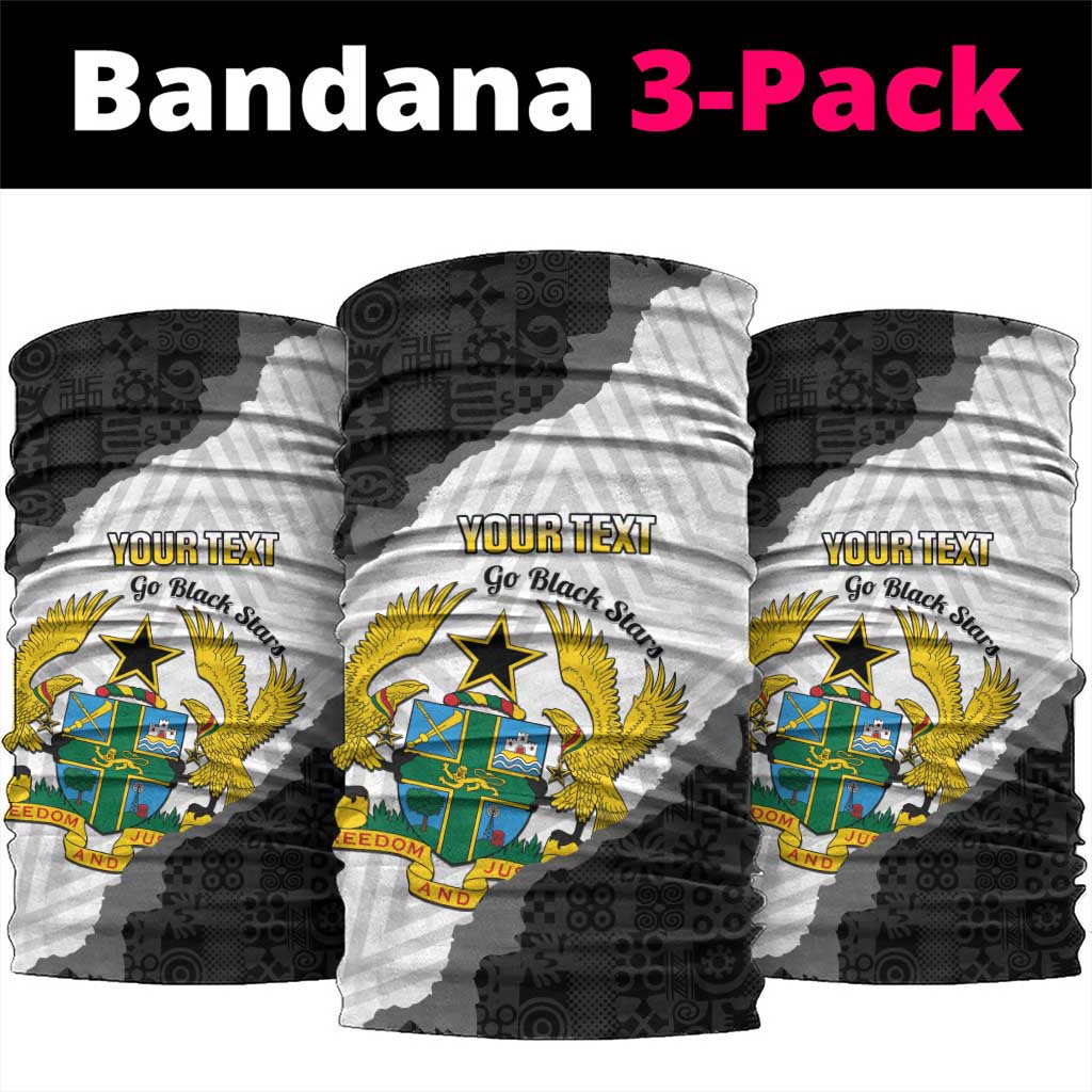Custom Ghana Football Neck Gaiter 2026 Go Black Stars Black Adinkra Pattern - Wonder Print Shop