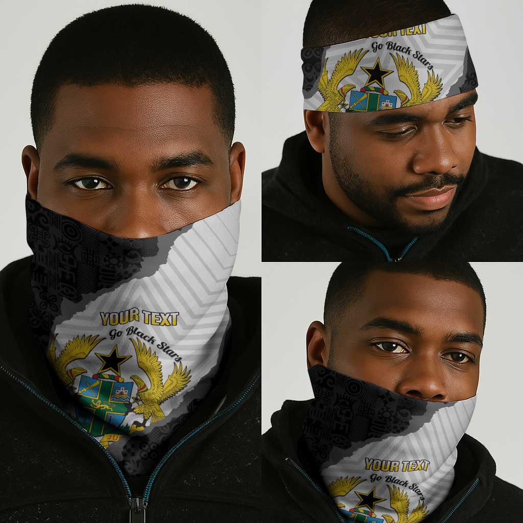 Custom Ghana Football Neck Gaiter 2026 Go Black Stars Black Adinkra Pattern - Wonder Print Shop