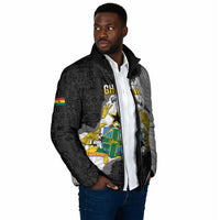 Custom Ghana Football Padded Jacket 2026 Go Black Stars Black Adinkra Pattern - Wonder Print Shop