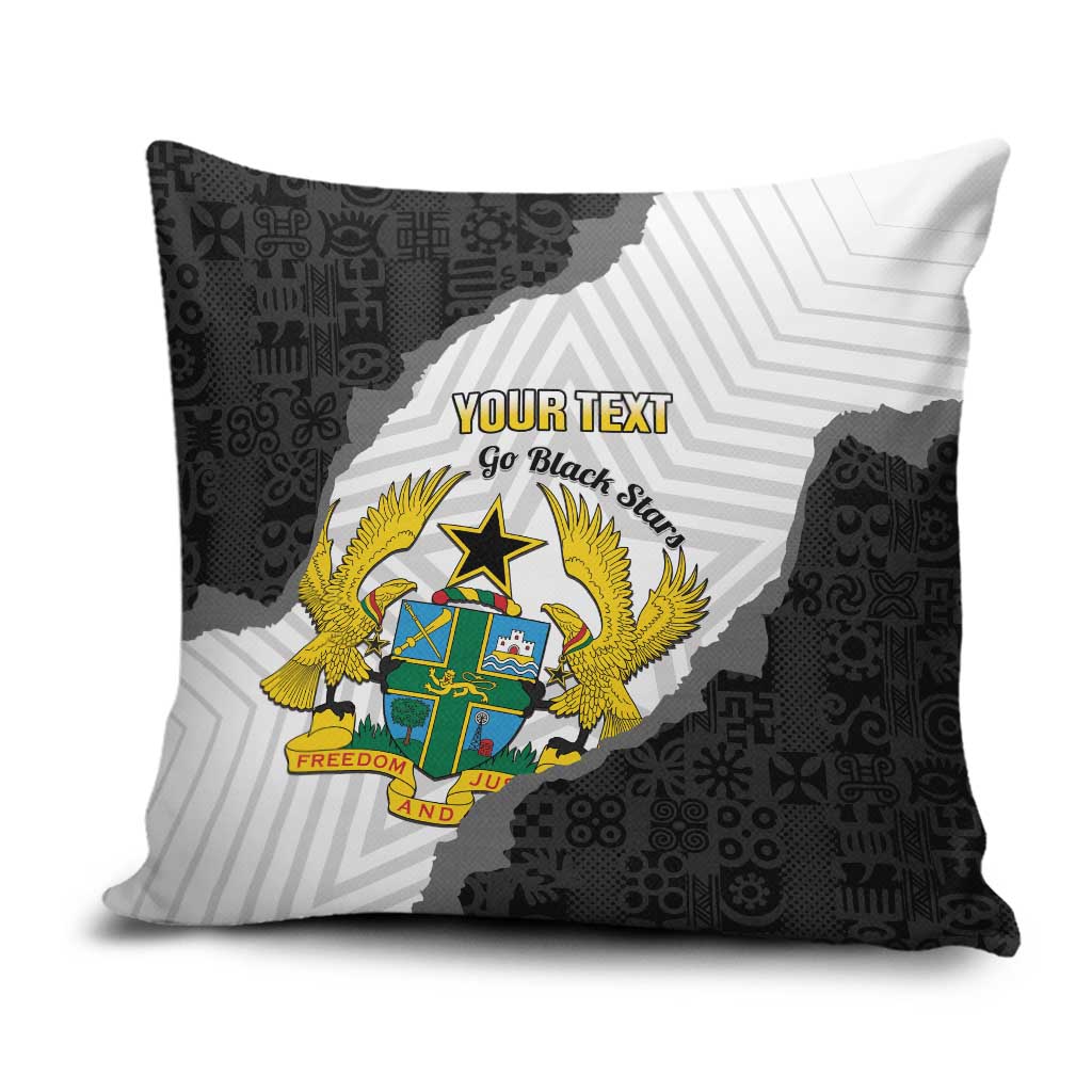 Custom Ghana Football Pillow Cover 2026 Go Black Stars Black Adinkra Pattern - Wonder Print Shop