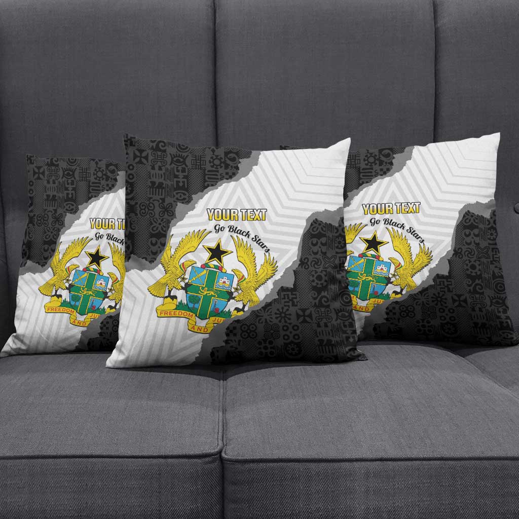 Custom Ghana Football Pillow Cover 2026 Go Black Stars Black Adinkra Pattern - Wonder Print Shop