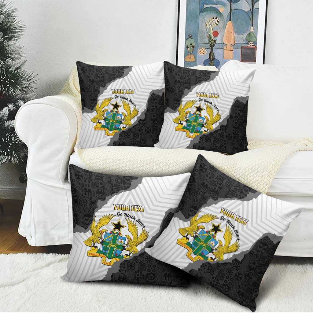 Custom Ghana Football Pillow Cover 2026 Go Black Stars Black Adinkra Pattern - Wonder Print Shop