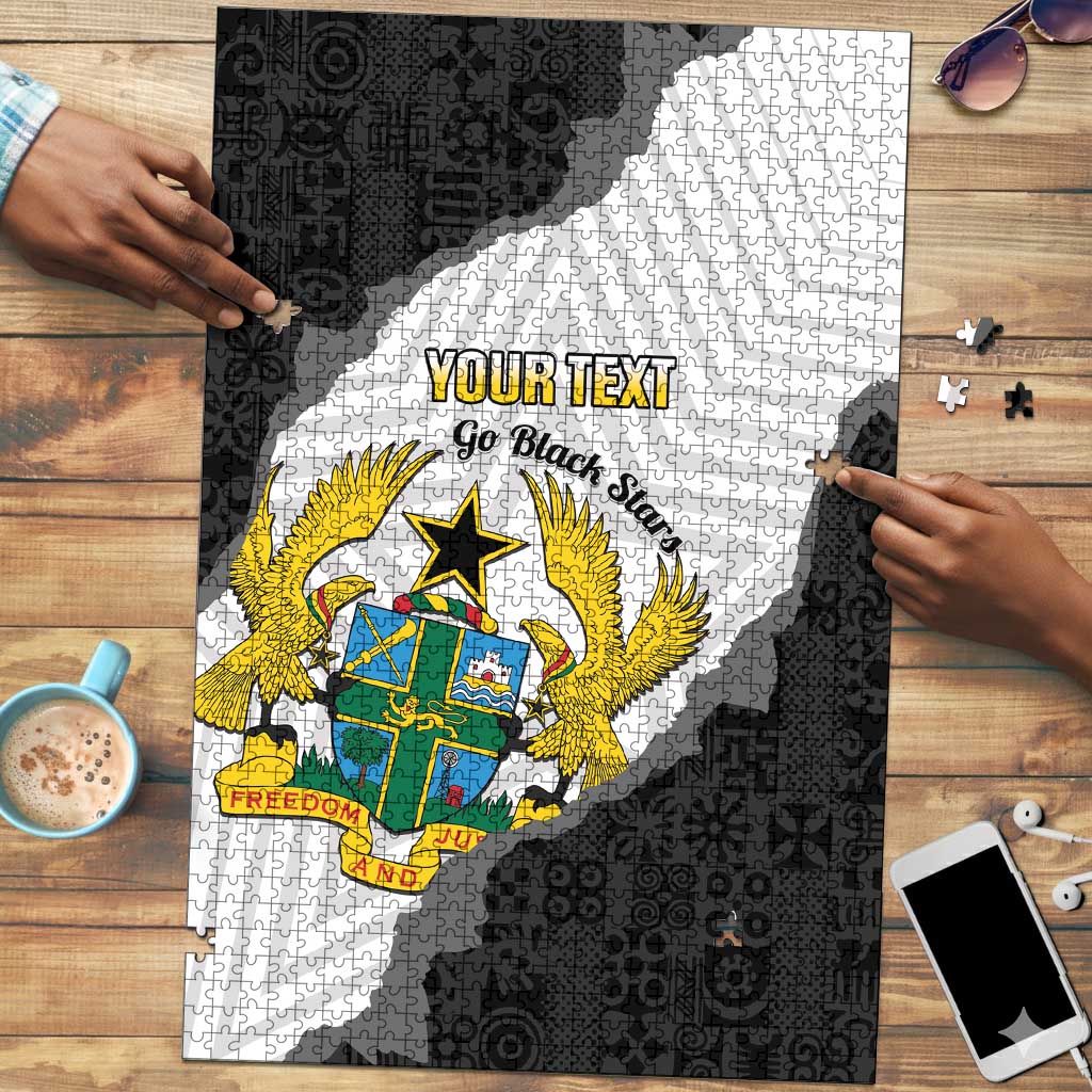 Custom Ghana Football Puzzle 2026 Go Black Stars Black Adinkra Pattern - Wonder Print Shop