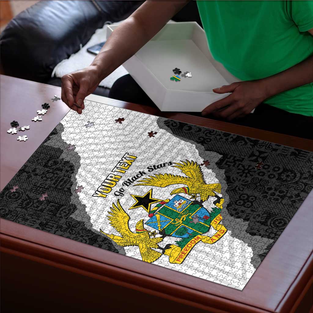 Custom Ghana Football Puzzle 2026 Go Black Stars Black Adinkra Pattern - Wonder Print Shop