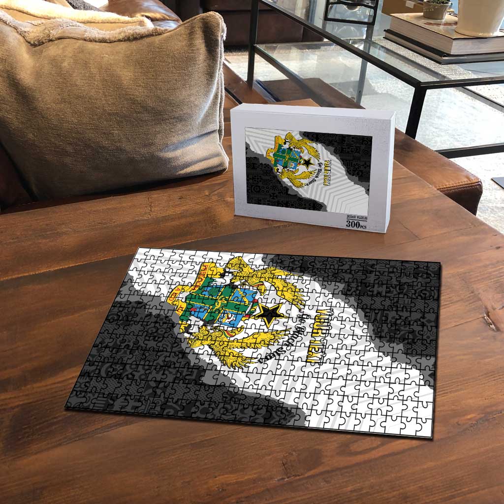 Custom Ghana Football Puzzle 2026 Go Black Stars Black Adinkra Pattern - Wonder Print Shop