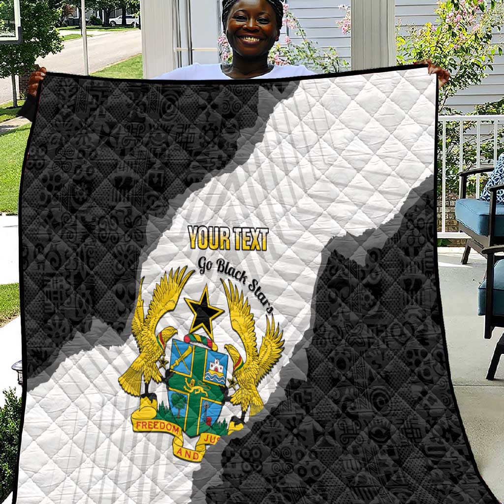 Custom Ghana Football Quilt 2026 Go Black Stars Black Adinkra Pattern - Wonder Print Shop
