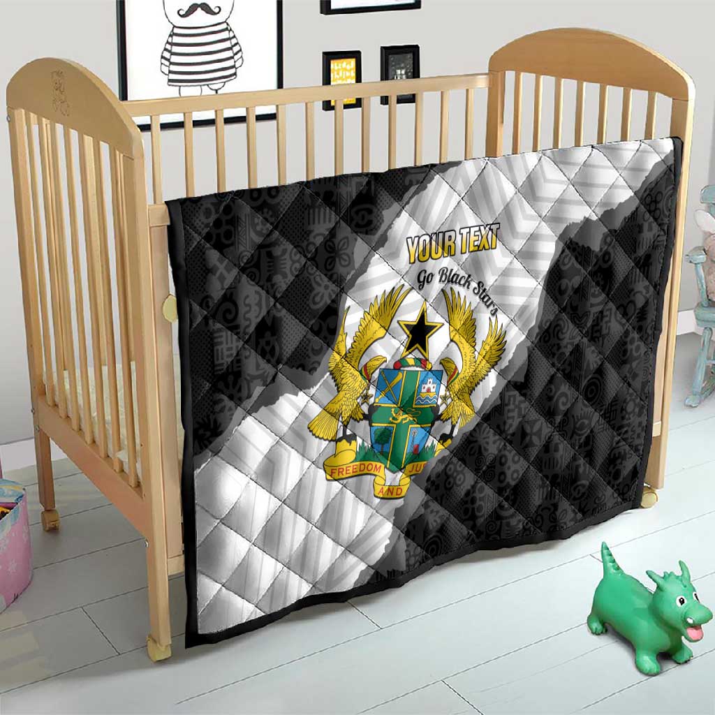 Custom Ghana Football Quilt 2026 Go Black Stars Black Adinkra Pattern - Wonder Print Shop