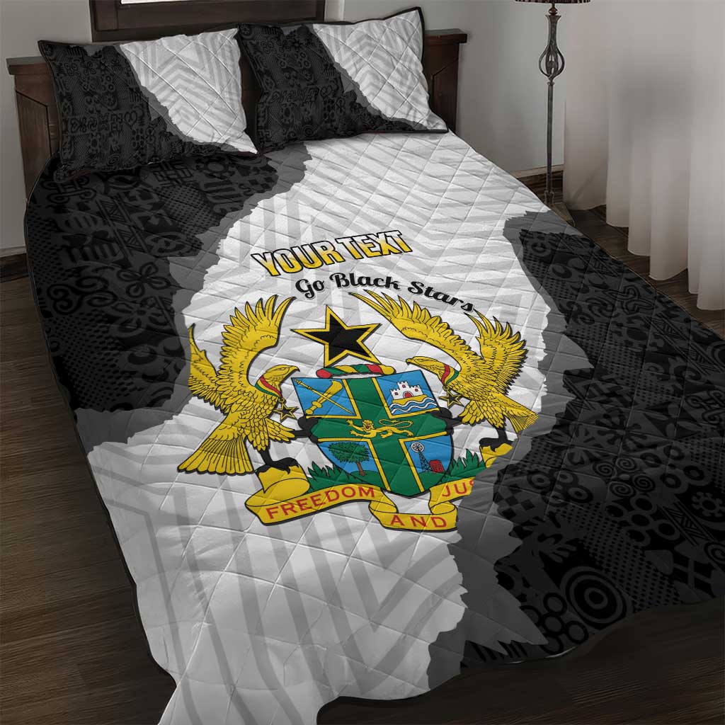 Custom Ghana Football Quilt Bed Set 2026 Go Black Stars Black Adinkra Pattern - Wonder Print Shop