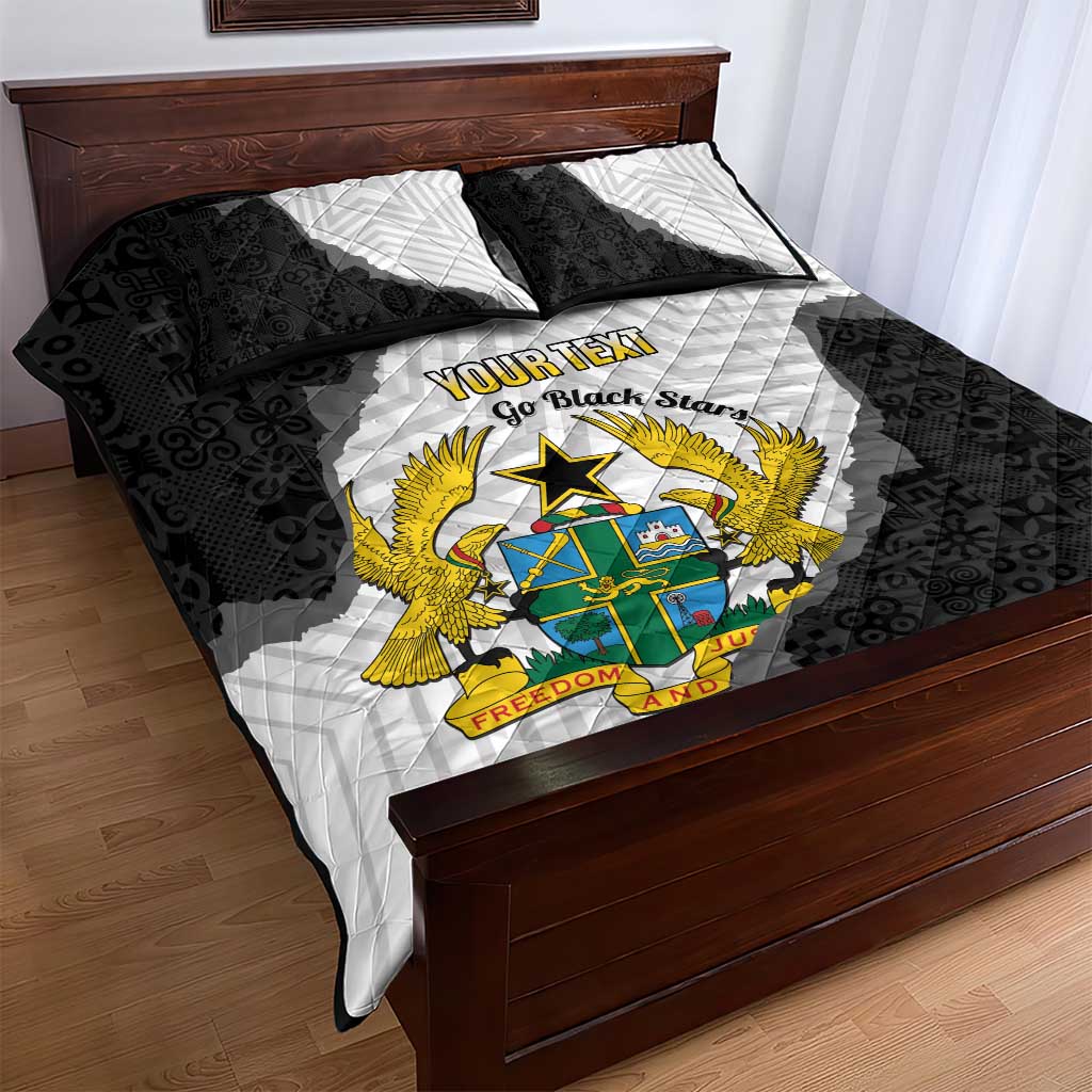 Custom Ghana Football Quilt Bed Set 2026 Go Black Stars Black Adinkra Pattern - Wonder Print Shop