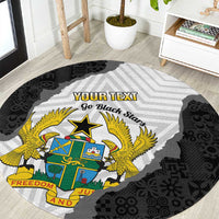 Custom Ghana Football Round Carpet 2026 Go Black Stars Black Adinkra Pattern - Wonder Print Shop