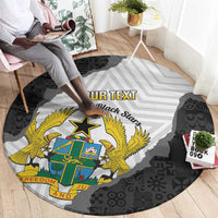 Custom Ghana Football Round Carpet 2026 Go Black Stars Black Adinkra Pattern - Wonder Print Shop