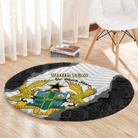 Custom Ghana Football Round Carpet 2026 Go Black Stars Black Adinkra Pattern - Wonder Print Shop