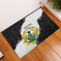 Custom Ghana Football Rubber Doormat 2026 Go Black Stars Black Adinkra Pattern - Wonder Print Shop