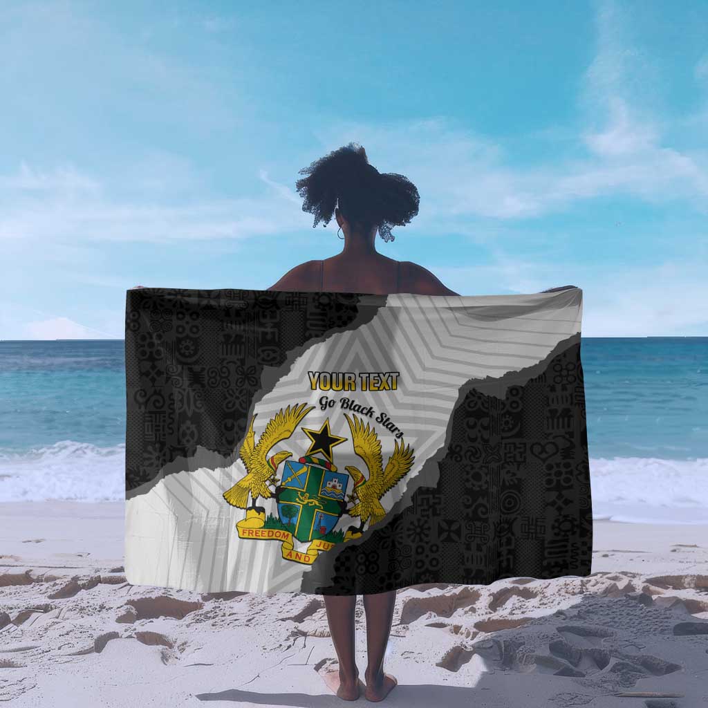 Custom Ghana Football Sarong 2026 Go Black Stars Black Adinkra Pattern - Wonder Print Shop
